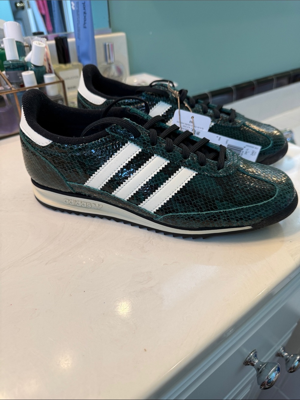NWT adidas Women’s SL 72 OG Dark Green Snake-Print Sneakers - Picture 8 of 8